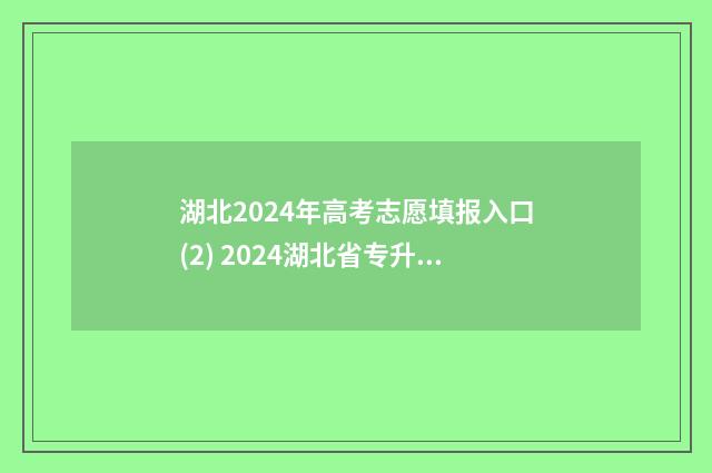 湖北2024年高考志愿填报入口(2) 2024湖北省专升本