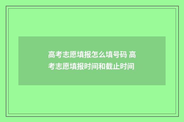高考志愿填报怎么填号码 高考志愿填报时间和截止时间