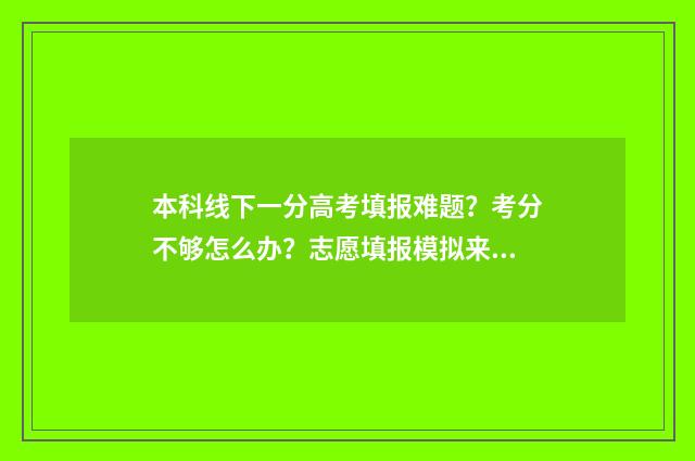 本科线下一分高考填报难题？考分不够怎么办？志愿填报模拟来帮忙！ 本科线下一分高的学校