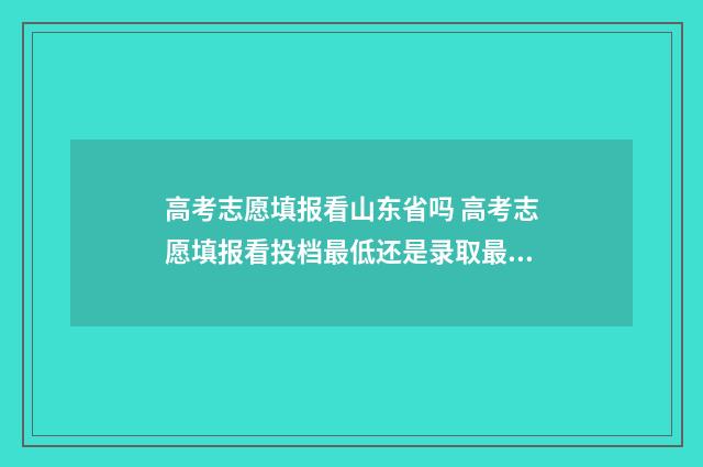 高考志愿填报看山东省吗 高考志愿填报看投档最低还是录取最低