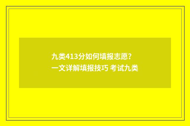 九类413分如何填报志愿？一文详解填报技巧 考试九类