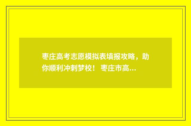 枣庄高考志愿模拟表填报攻略，助你顺利冲刺梦校！ 枣庄市高中段志愿填报平台