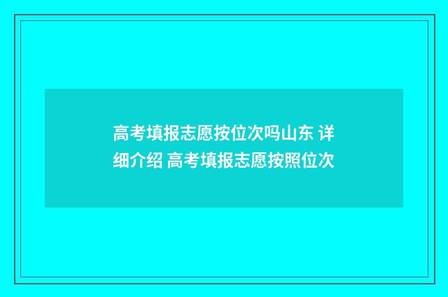 高考填报志愿按位次吗山东 详细介绍 高考填报志愿按照位次