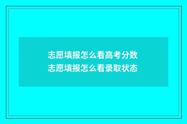志愿填报怎么看高考分数 志愿填报怎么看录取状态