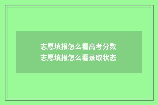 志愿填报怎么看高考分数 志愿填报怎么看录取状态