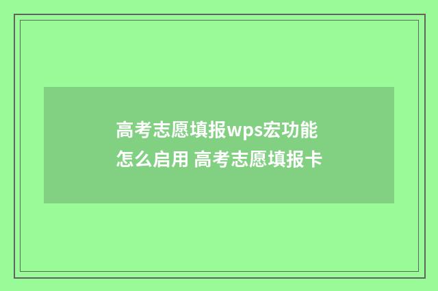 高考志愿填报wps宏功能怎么启用 高考志愿填报卡