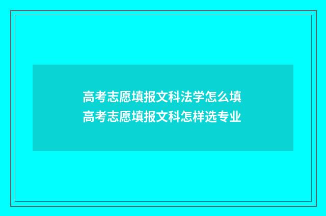 高考志愿填报文科法学怎么填 高考志愿填报文科怎样选专业