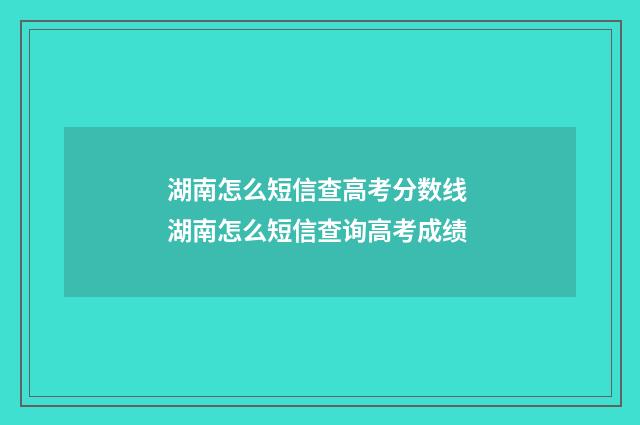 湖南怎么短信查高考分数线 湖南怎么短信查询高考成绩