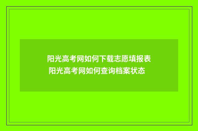 阳光高考网如何下载志愿填报表 阳光高考网如何查询档案状态