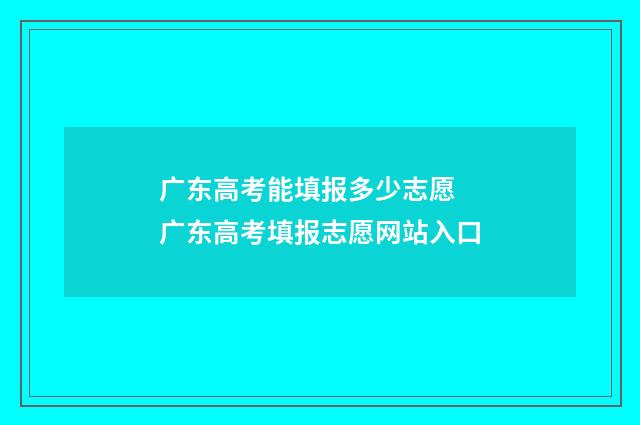 广东高考能填报多少志愿 广东高考填报志愿网站入口