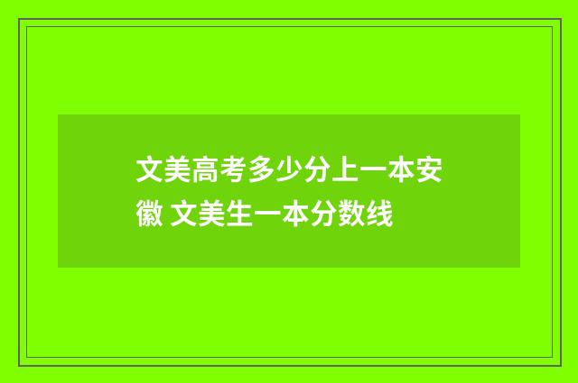 文美高考多少分上一本安徽 文美生一本分数线