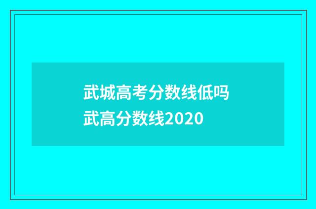 武城高考分数线低吗 武高分数线2020