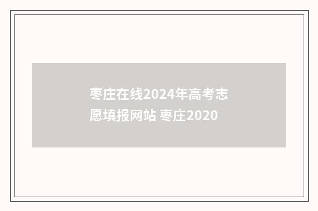 枣庄在线2024年高考志愿填报网站 枣庄2020