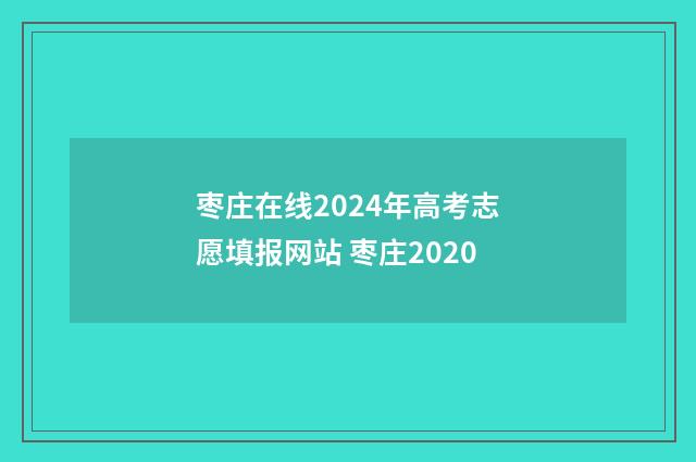 枣庄在线2024年高考志愿填报网站 枣庄2020