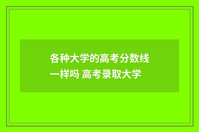 各种大学的高考分数线一样吗 高考录取大学