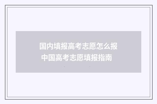 国内填报高考志愿怎么报 中国高考志愿填报指南