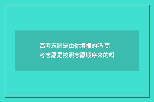 高考志愿是由你填报的吗 高考志愿是按照志愿顺序来的吗