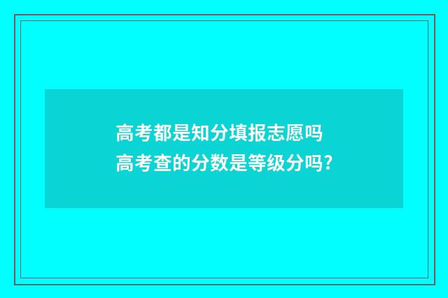 高考都是知分填报志愿吗 高考查的分数是等级分吗?