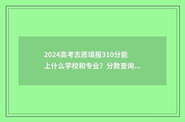 2024高考志愿填报310分能上什么学校和专业？分数查询 入口时间及模拟填报 高考e志愿