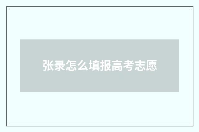 张录怎么填报高考志愿