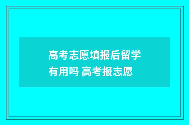 高考志愿填报后留学有用吗 高考报志愿