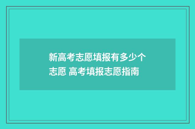 新高考志愿填报有多少个志愿 高考填报志愿指南