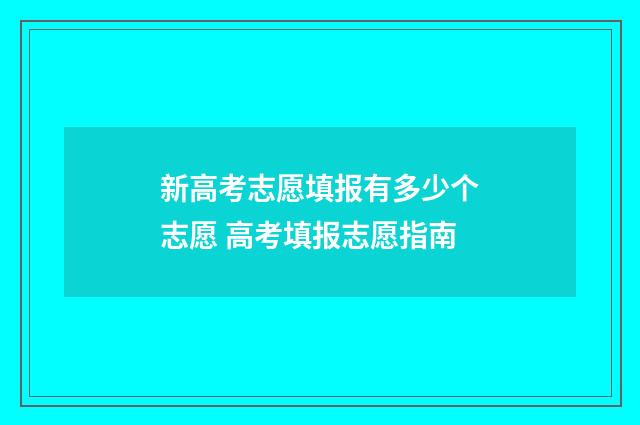 新高考志愿填报有多少个志愿 高考填报志愿指南