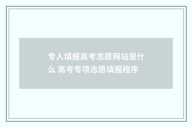 专人填报高考志愿网站是什么 高考专项志愿填报程序