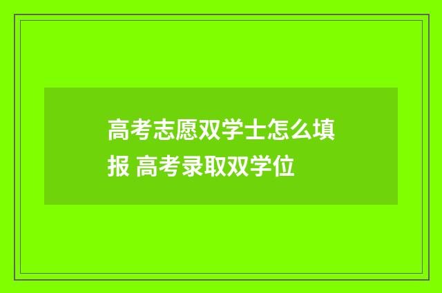 高考志愿双学士怎么填报 高考录取双学位