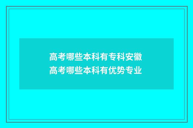 高考哪些本科有专科安徽 高考哪些本科有优势专业