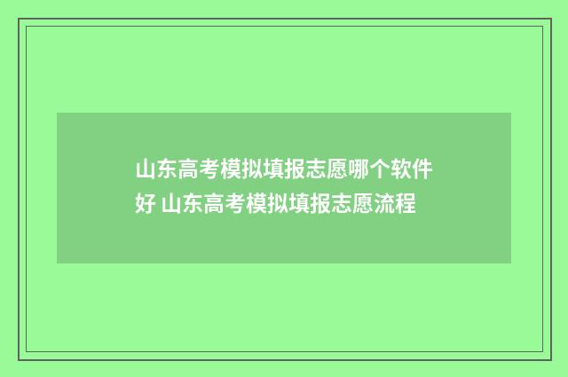 山东高考模拟填报志愿哪个软件好 山东高考模拟填报志愿流程