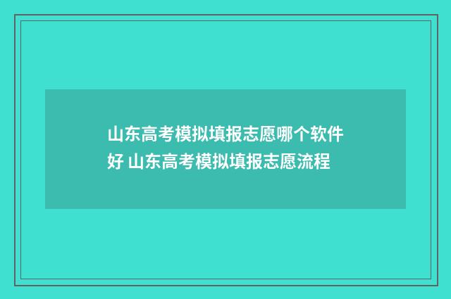 山东高考模拟填报志愿哪个软件好 山东高考模拟填报志愿流程