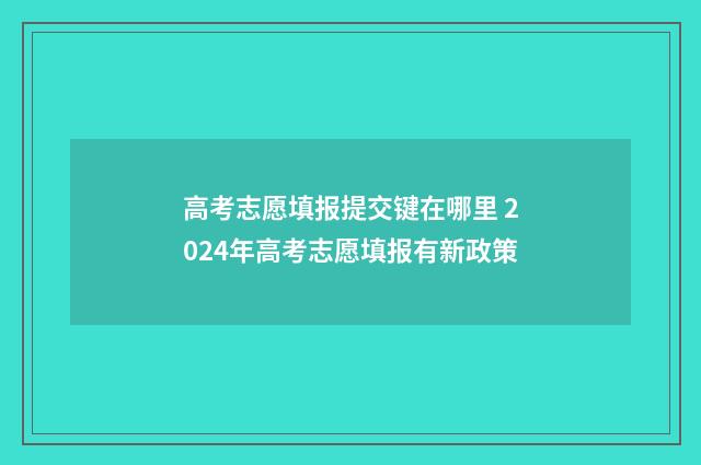 高考志愿填报提交键在哪里 2024年高考志愿填报有新政策