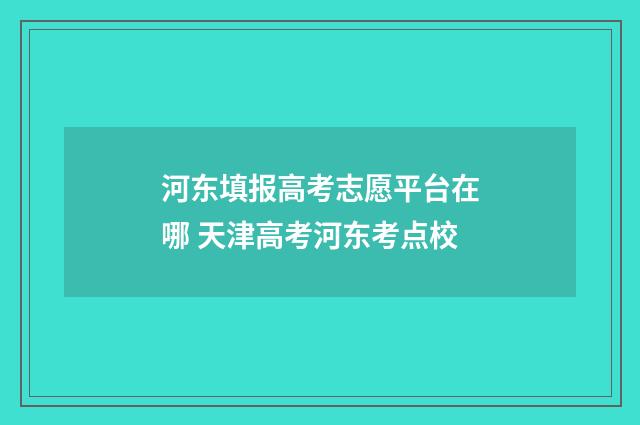河东填报高考志愿平台在哪 天津高考河东考点校
