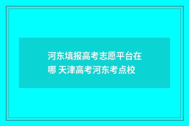 河东填报高考志愿平台在哪 天津高考河东考点校
