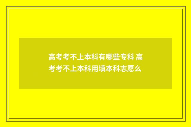 高考考不上本科有哪些专科 高考考不上本科用填本科志愿么