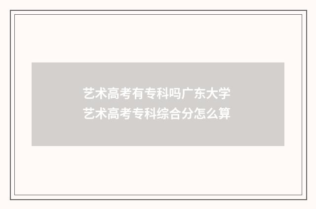 艺术高考有专科吗广东大学 艺术高考专科综合分怎么算