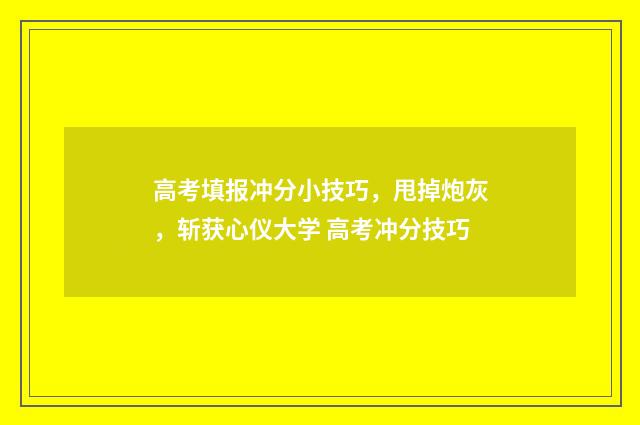 高考填报冲分小技巧,甩掉炮灰,斩获心仪大学 高考冲分技巧