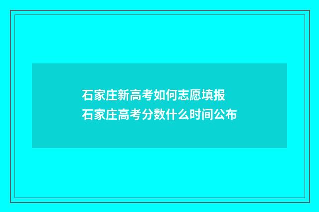 石家庄新高考如何志愿填报 石家庄高考分数什么时间公布