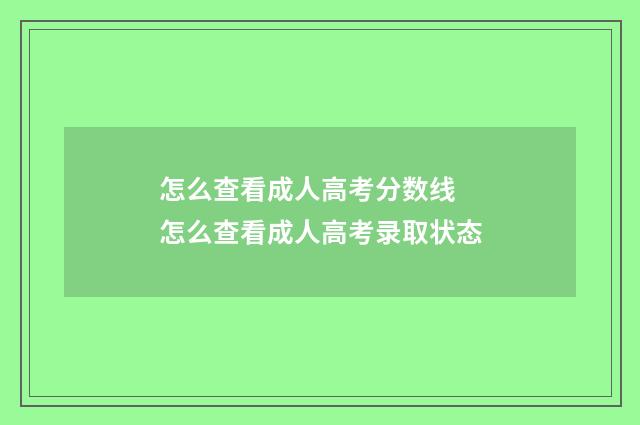 怎么查看成人高考分数线 怎么查看成人高考录取状态