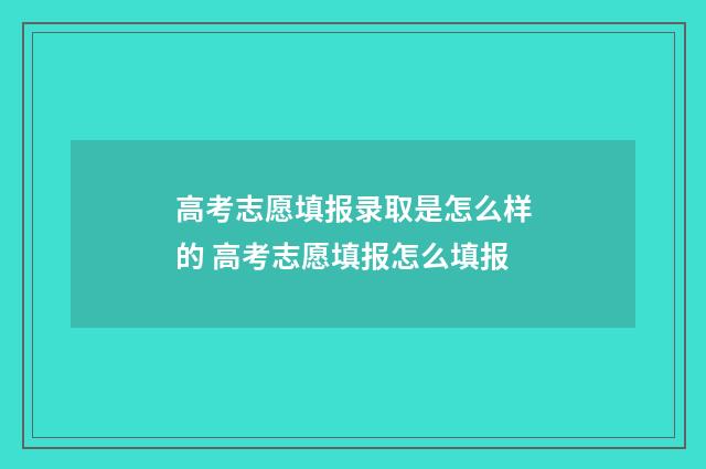 高考志愿填报录取是怎么样的 高考志愿填报怎么填报
