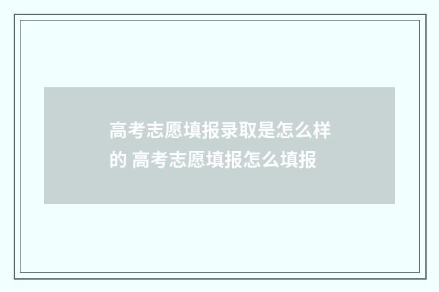 高考志愿填报录取是怎么样的 高考志愿填报怎么填报