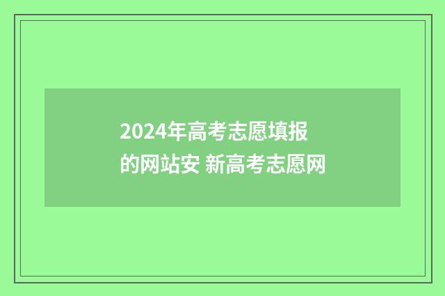 2024年高考志愿填报的网站安 新高考志愿网