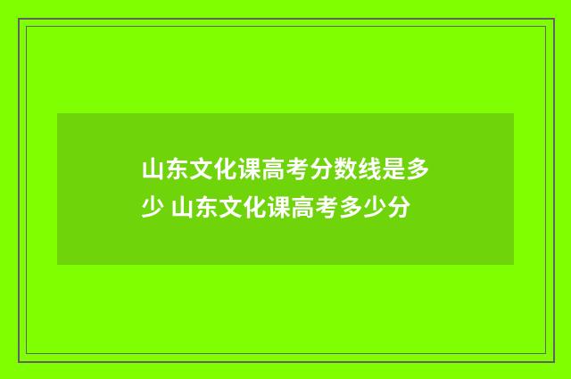 山东文化课高考分数线是多少 山东文化课高考多少分