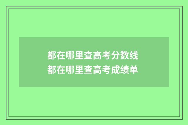 都在哪里查高考分数线 都在哪里查高考成绩单