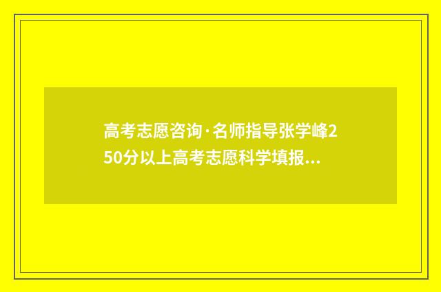 高考志愿咨询·名师指导张学峰250分以上高考志愿科学填报 高考志愿咨询网