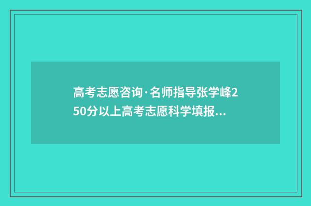 高考志愿咨询·名师指导张学峰250分以上高考志愿科学填报 高考志愿咨询网