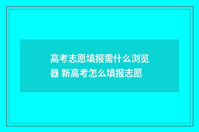 高考志愿填报需什么浏览器 新高考怎么填报志愿