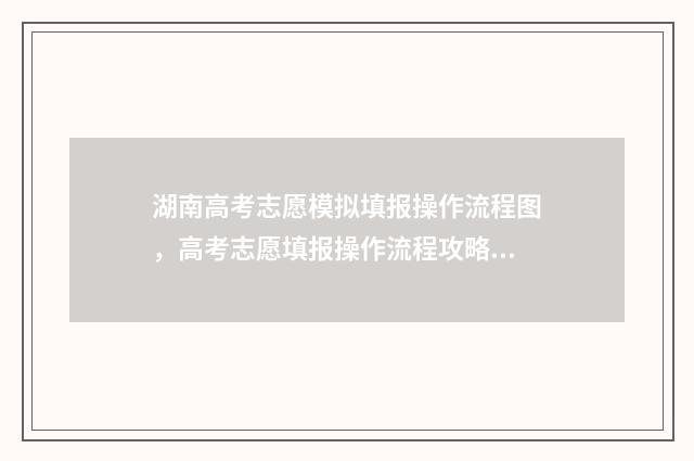 湖南高考志愿模拟填报操作流程图,高考志愿填报操作流程攻略 湖南高考志愿模拟填报系统
