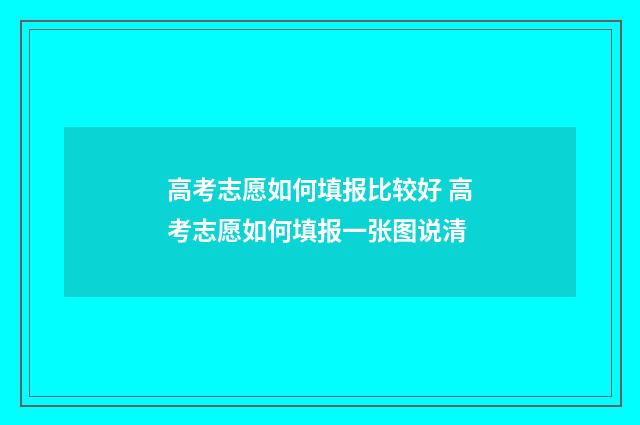 高考志愿如何填报比较好 高考志愿如何填报一张图说清